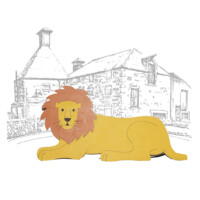 A flat lion cutout